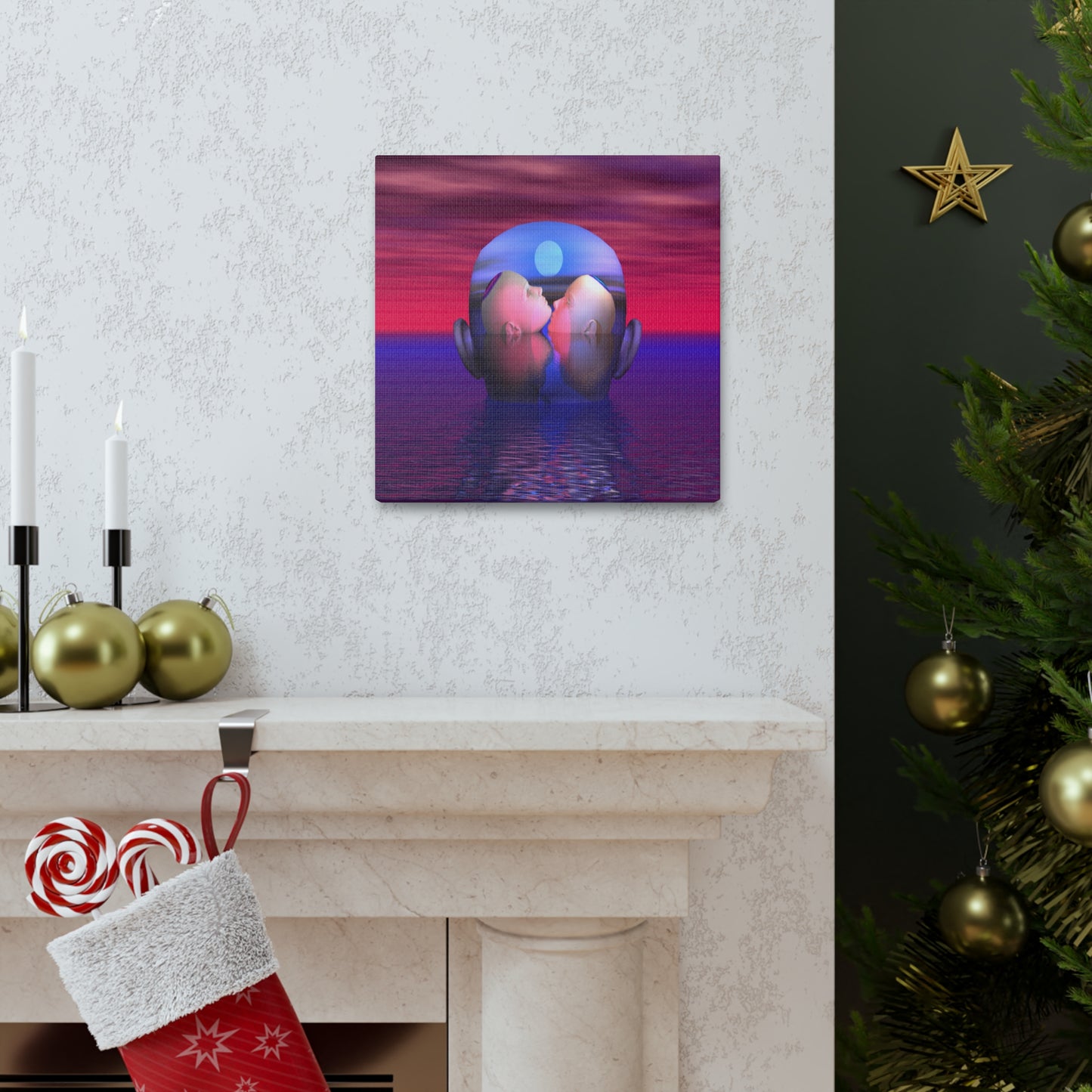 Memories of a Mind Kiss - Canvas, Gallery Wrapped - 12" x 12" x 1.25" - Master Minds Series - Ready to Hang!