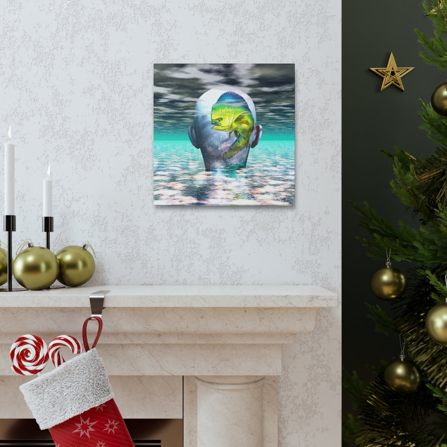 Mild Morning Mahi Mind - Canvas, Gallery Wrapped - 12" x 12" x 1.25" - Master Minds Series - Ready to Hang!