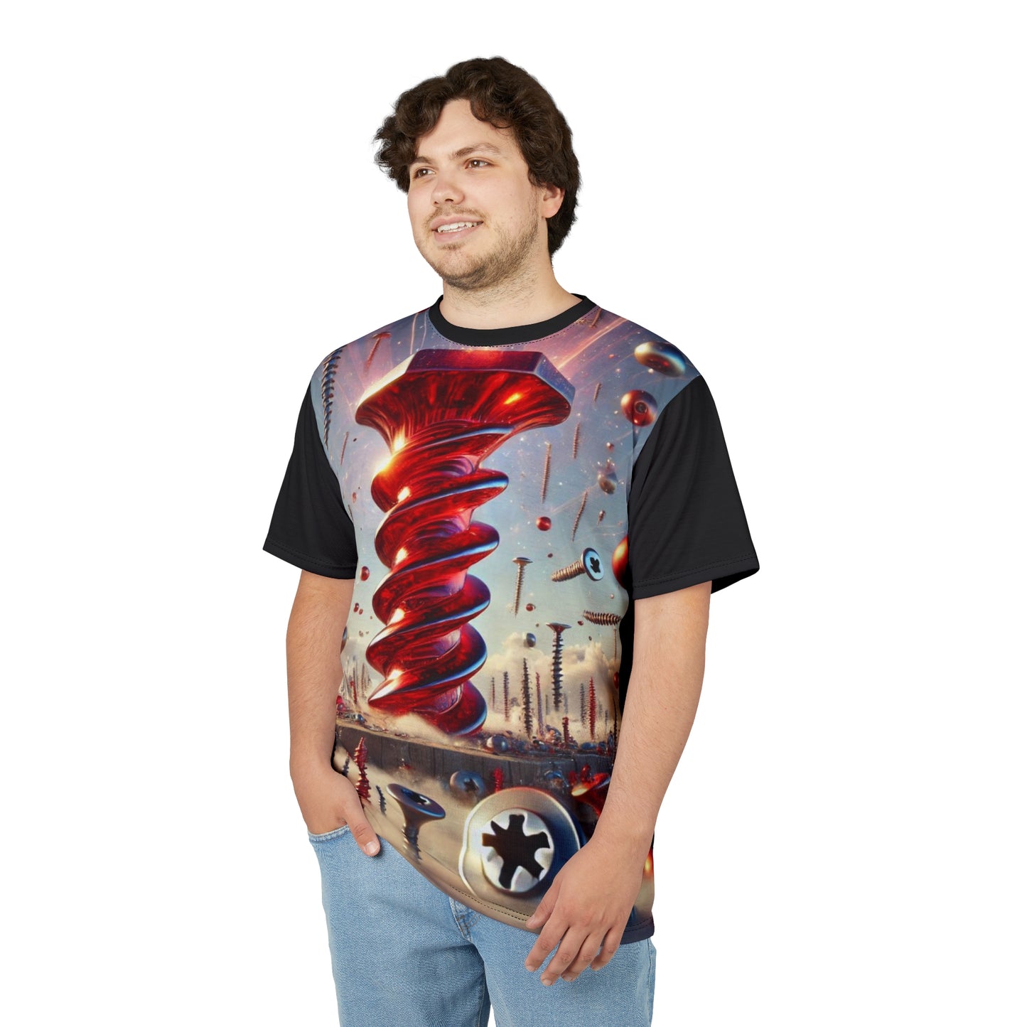 THE BORING ZONE - Comfortable Crew Neck Shirt - Liquid Geometry series
