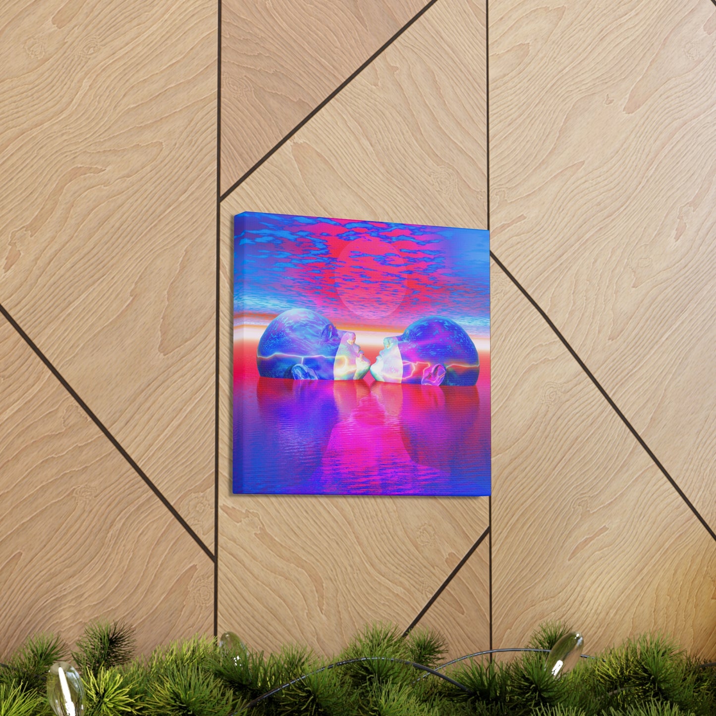 Captured Calm Mind Kiss - Canvas, Gallery Wrapped - 12" x 12" x 1.25" - Master Minds Series - Ready to Hang!