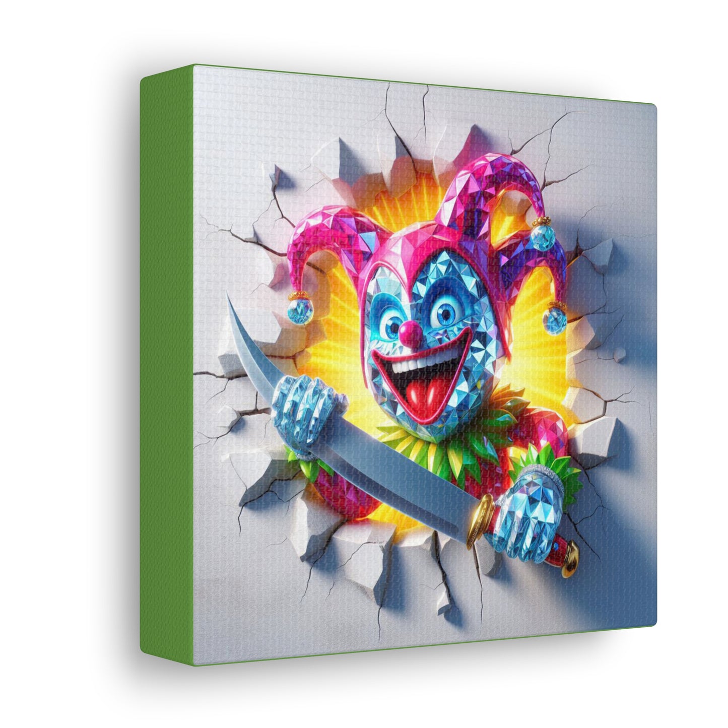 Faceted Foolery Crystal Jesters Cunning Blades - GnomePOP Jester - 6x6 Canvas Gallery Wrap POP - Thick & Ready to Hang!