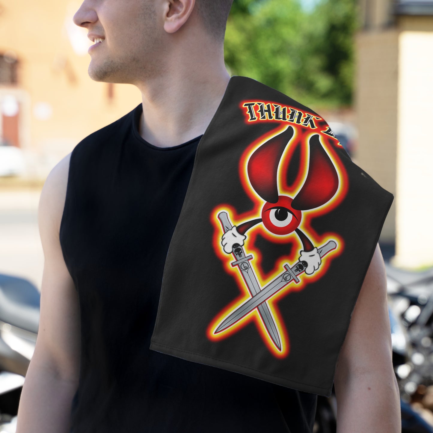 THUNK LIFE Bullseye Punisher Range Towel with Clip