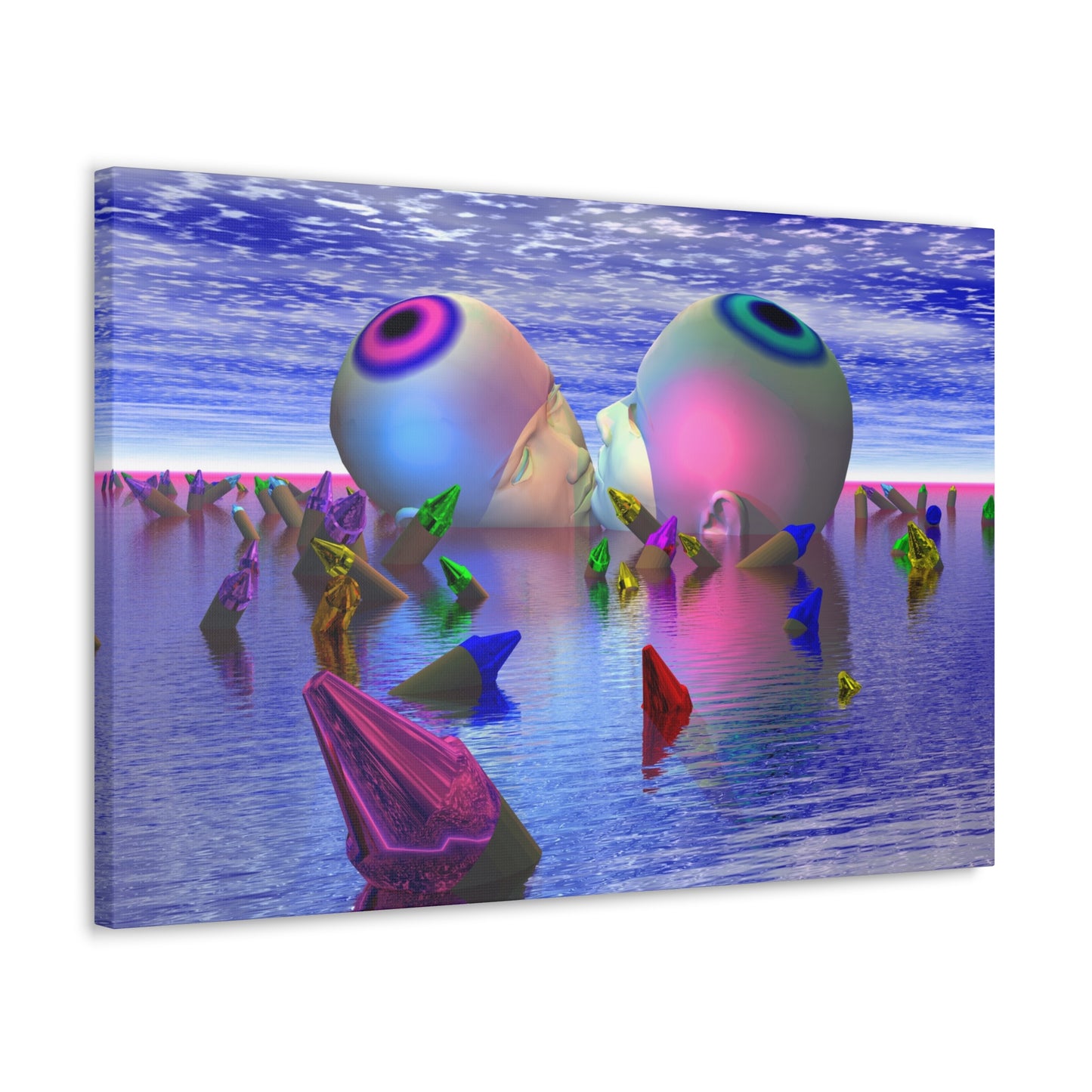 Mind Kiss in Crayola Bay - Canvas, Gallery Wrapped - 30" x 20" x 1.25" - Master Minds Series - Ready to Hang!