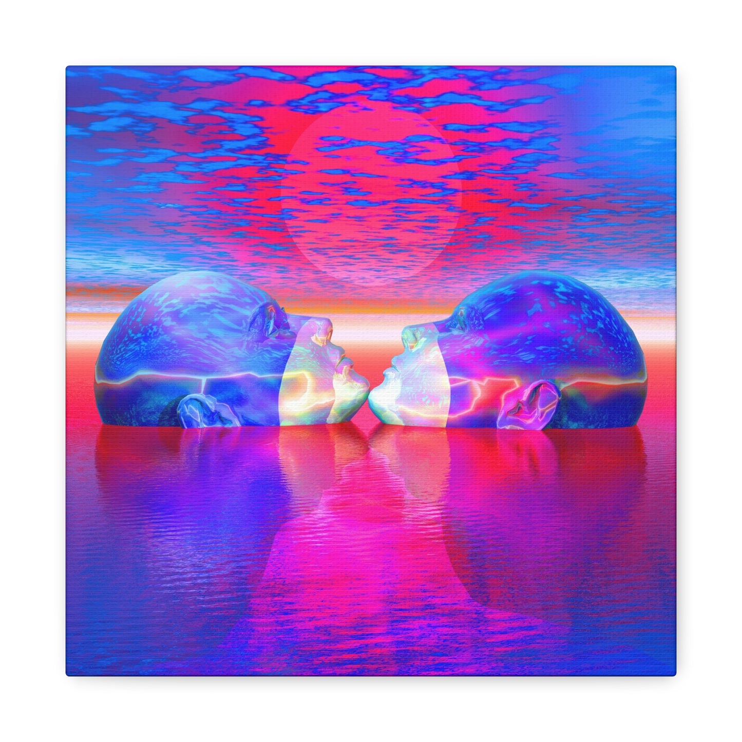 Captured Calm Mind Kiss - Canvas, Gallery Wrapped - 12" x 12" x 1.25" - Master Minds Series - Ready to Hang!
