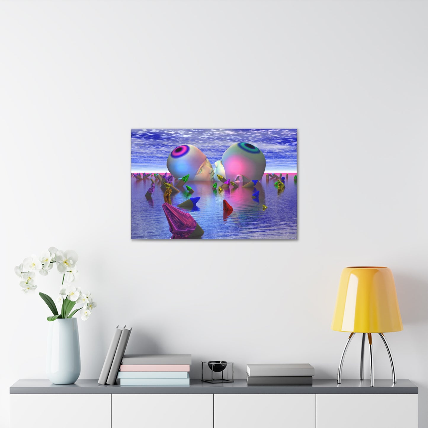 Mind Kiss in Crayola Bay - Canvas, Gallery Wrapped - 30" x 20" x 1.25" - Master Minds Series - Ready to Hang!