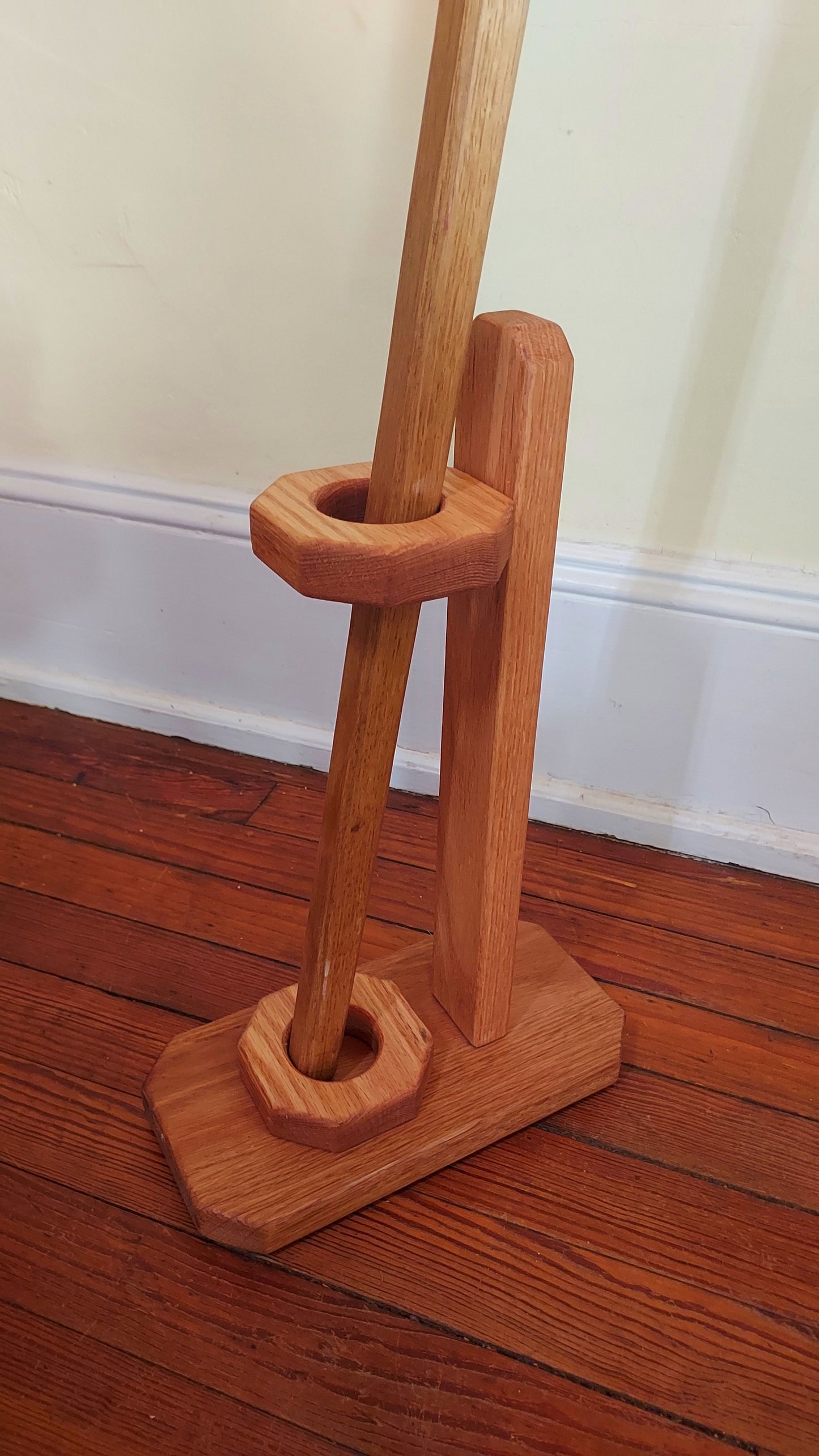 Walking Stick - EUROS - 49" White Oak - Red Crocodile grip, with custom Display Stand