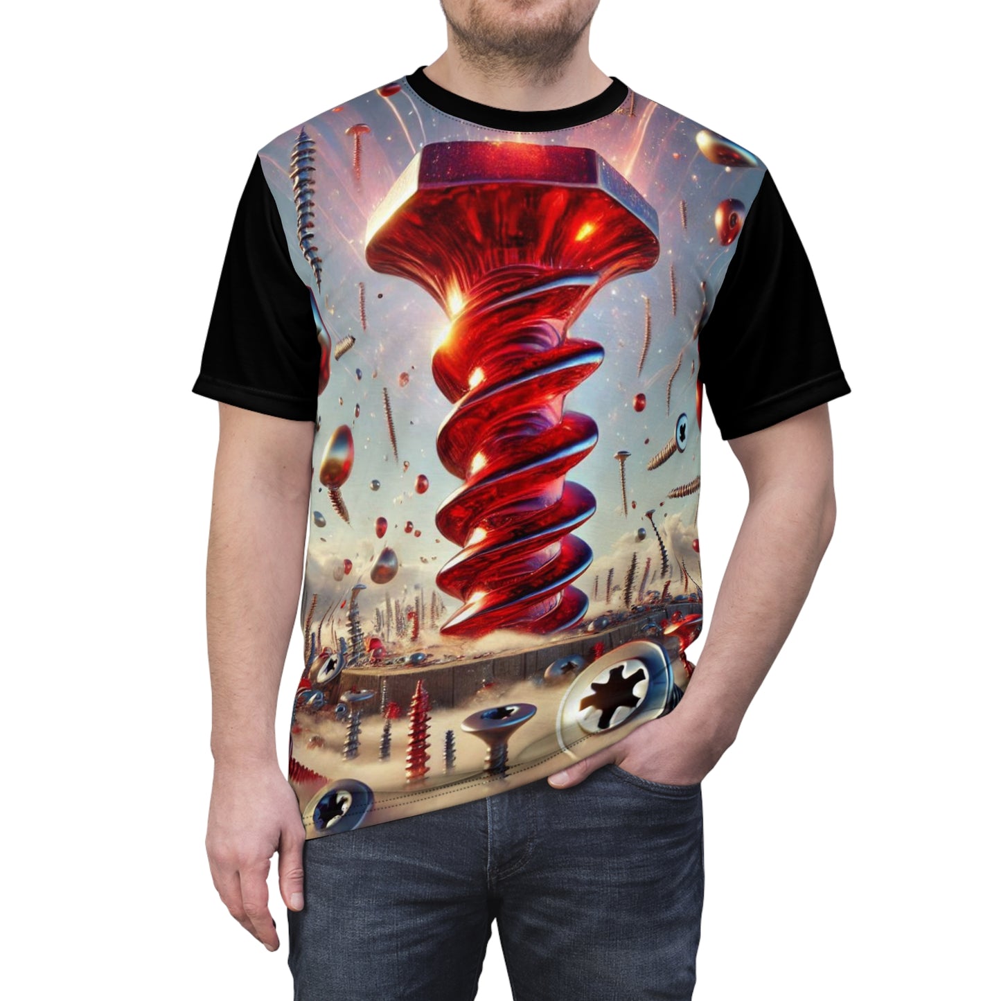 THE BORING ZONE - Comfortable Crew Neck Shirt - Liquid Geometry series