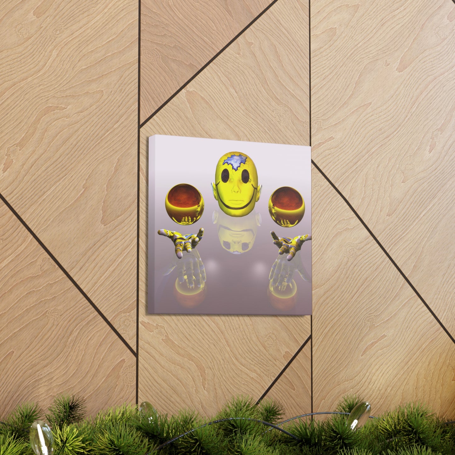Smiling Mind With Big Brass Balls - Canvas, Gallery Wrapped - 12" x 12" x 1.25" - Master Minds Series - Ready to Hang!