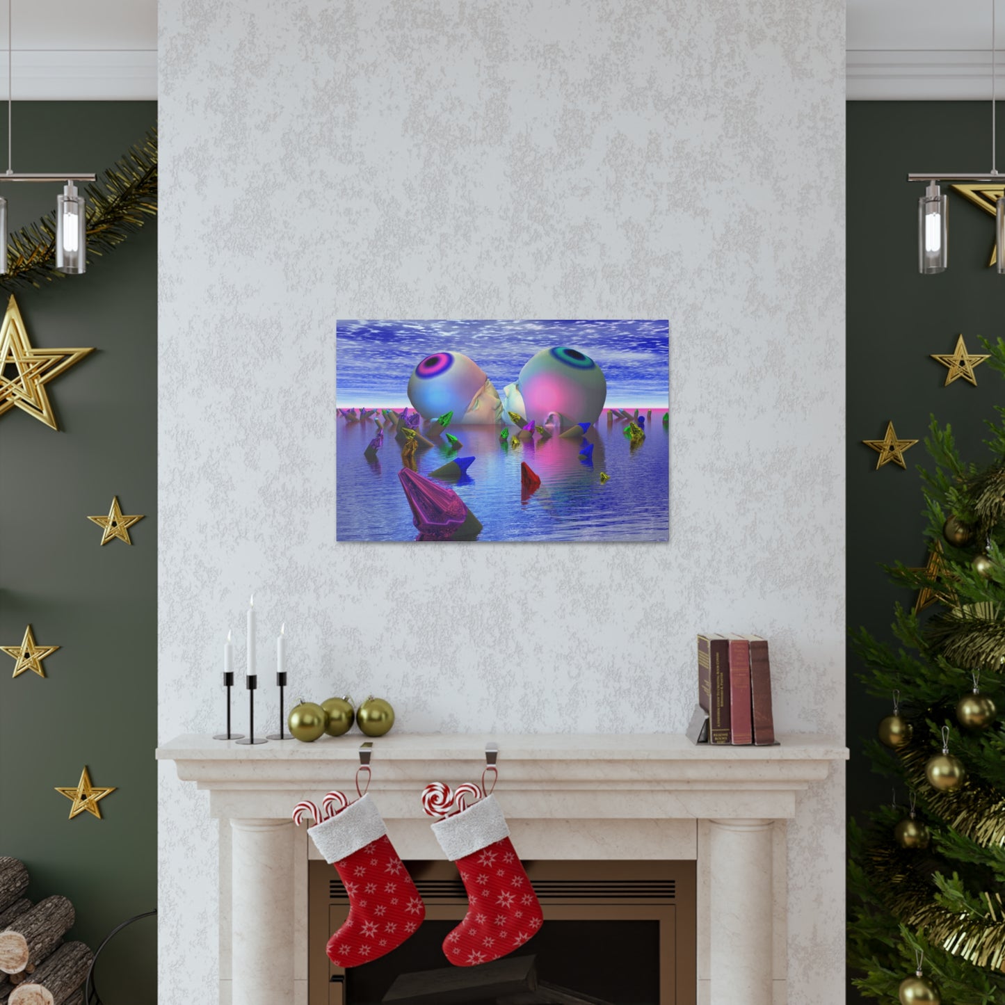 Mind Kiss in Crayola Bay - Canvas, Gallery Wrapped - 30" x 20" x 1.25" - Master Minds Series - Ready to Hang!