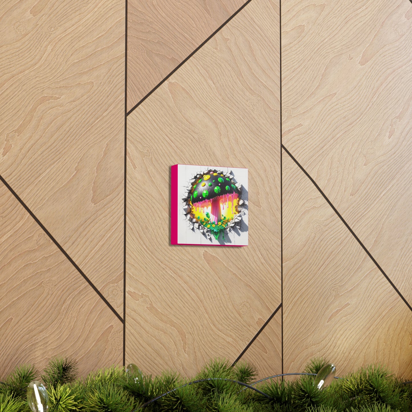 Gilled Cascade - GnomePOP Mushroom - 6x6 Canvas Gallery Wrap POP - Thick & Ready to Hang!