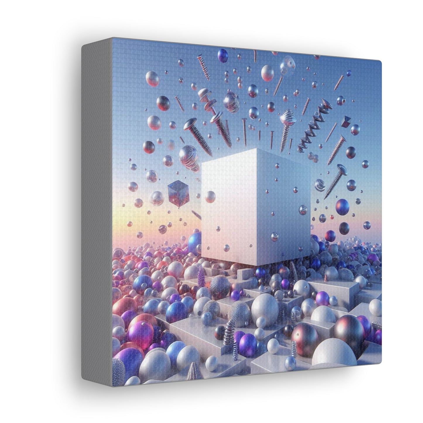 Orbs of the Merciless Divide - Canvas, Gallery Wrapped - 6" x 6" x 1.25" - Liquid Geometry Series - Ready to Hang!
