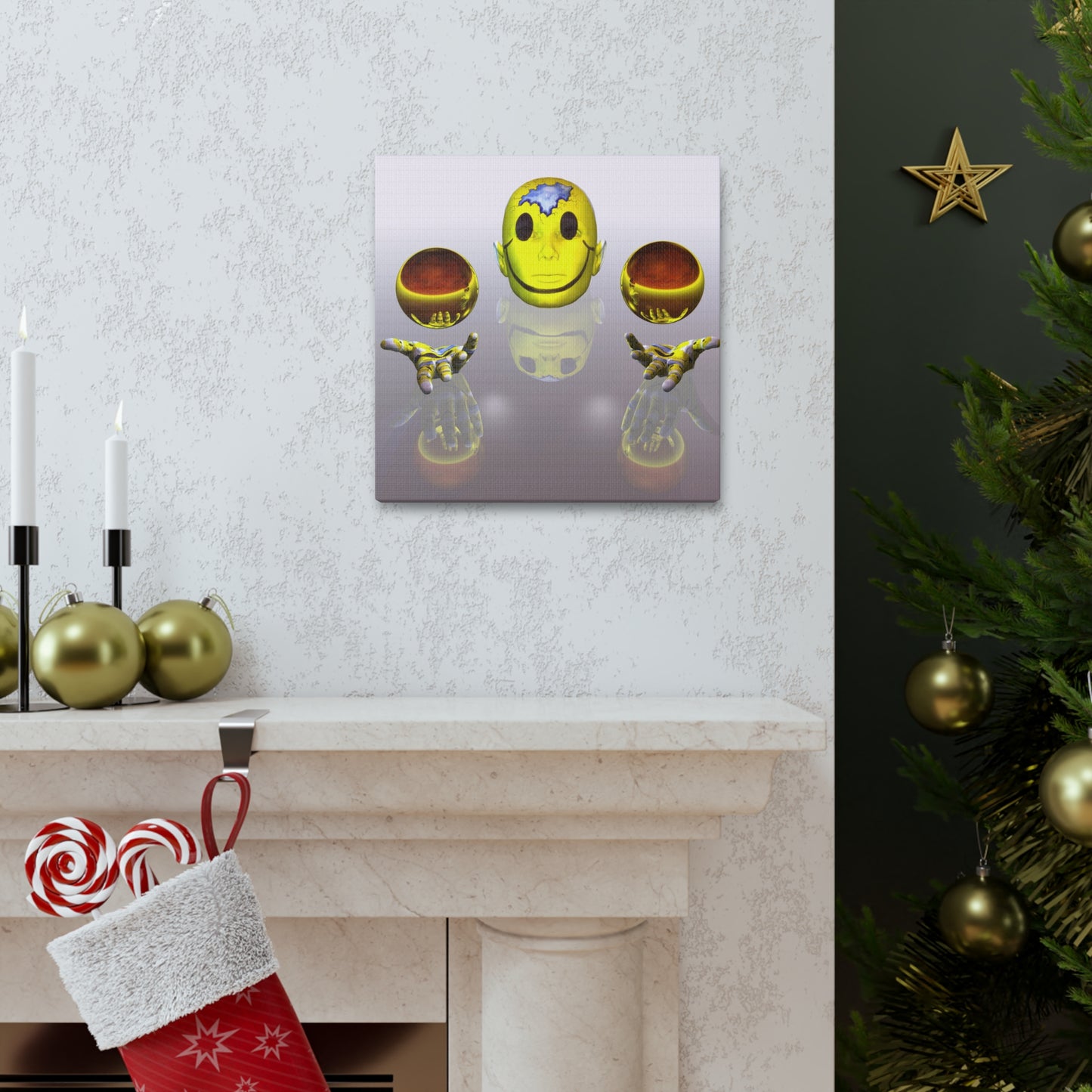 Smiling Mind With Big Brass Balls - Canvas, Gallery Wrapped - 12" x 12" x 1.25" - Master Minds Series - Ready to Hang!