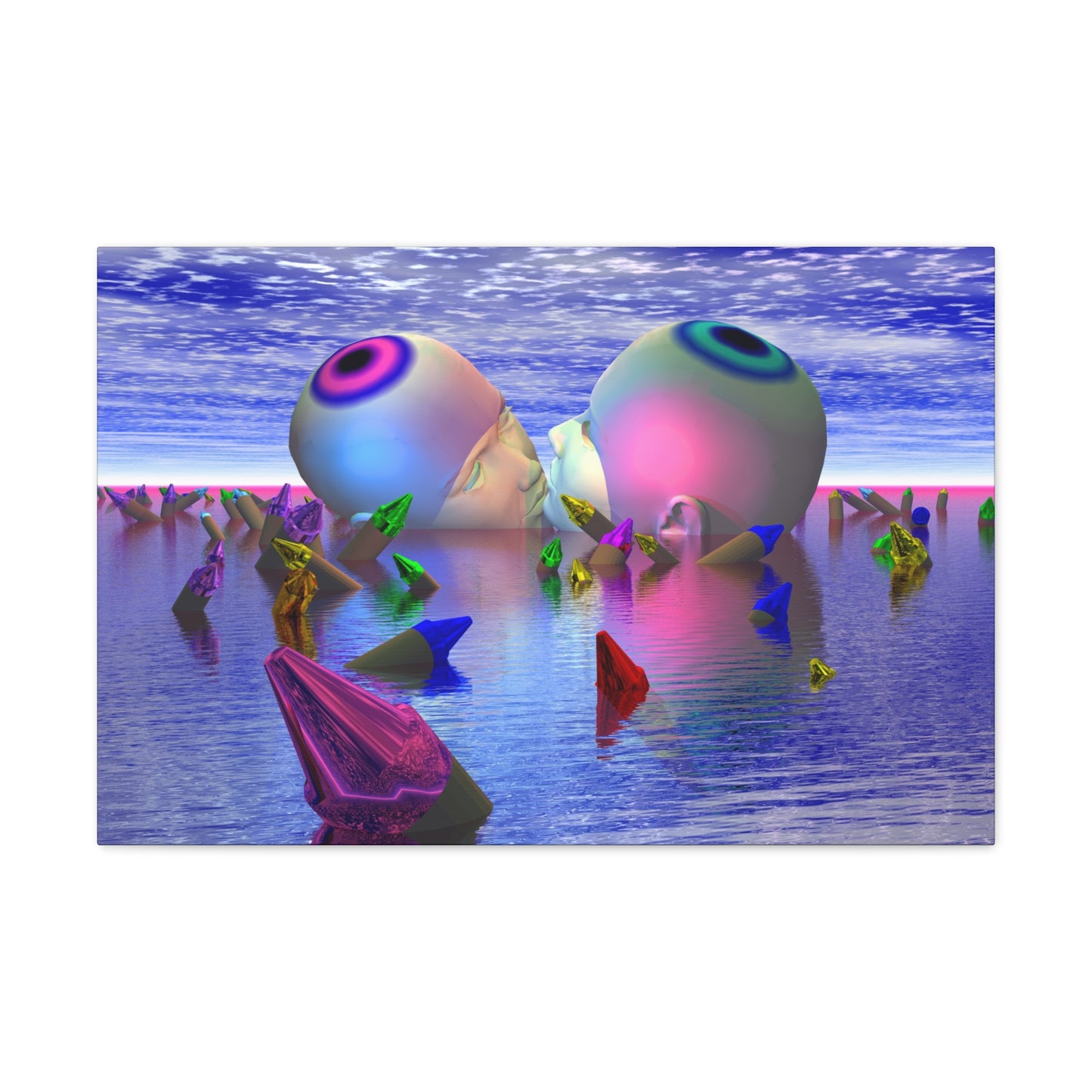 Mind Kiss in Crayola Bay - Canvas, Gallery Wrapped - 30" x 20" x 1.25" - Master Minds Series - Ready to Hang!