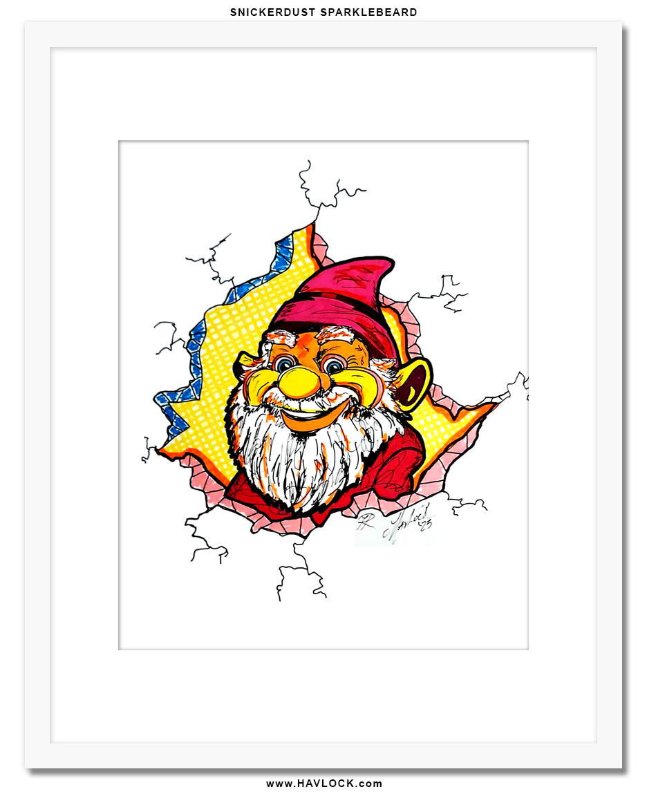 Snickerdust Sparklebeard - Original Drawing - Cracked Gnome Chronicles