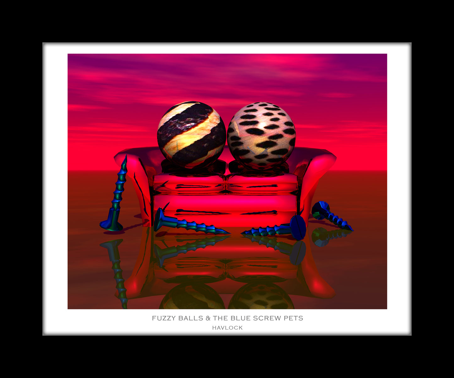 Fuzzy Balls & The Blue Screw Pets ~ Liquid Geometry - 8x10 Print in Collector's Sleeve