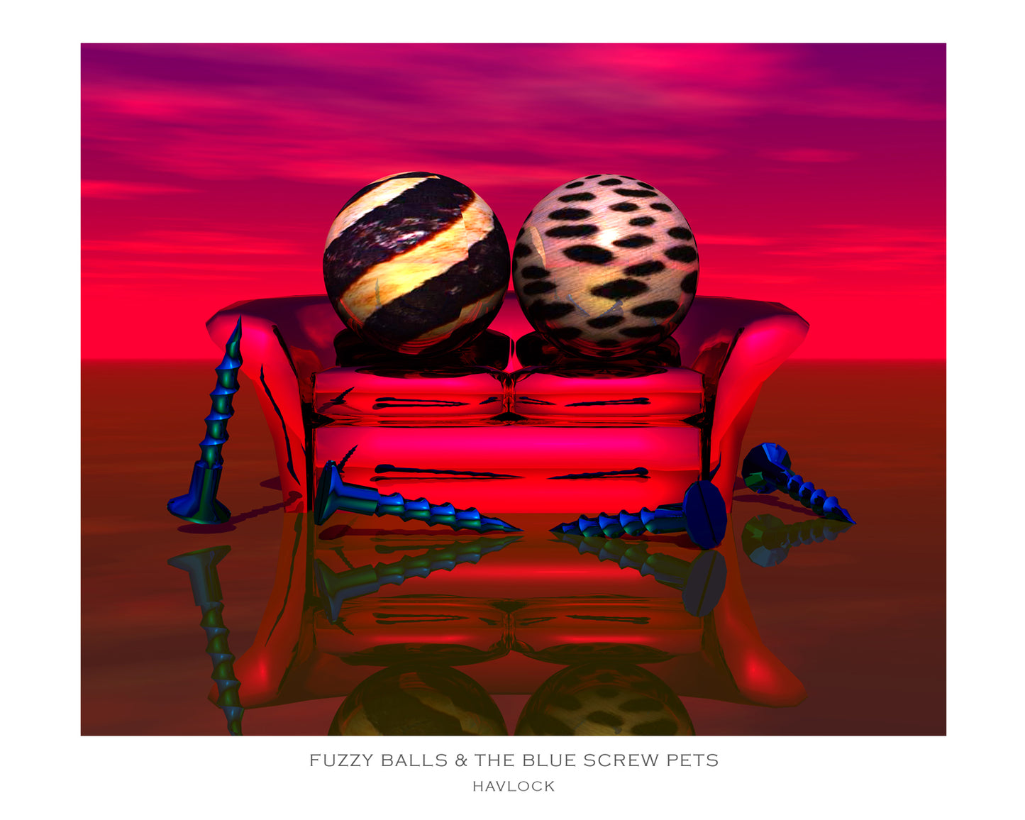 Fuzzy Balls & The Blue Screw Pets ~ Liquid Geometry - 8x10 Print in Collector's Sleeve