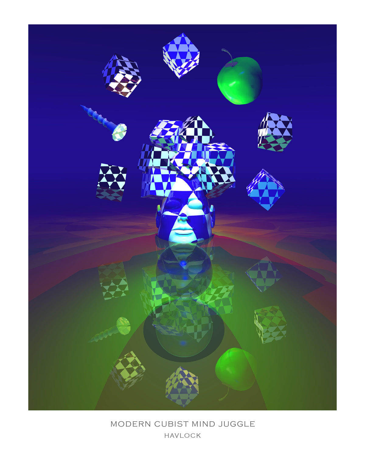 Modern Cubist Mind Juggle ~ Master Minds - 8x10 Print in Collector's Sleeve