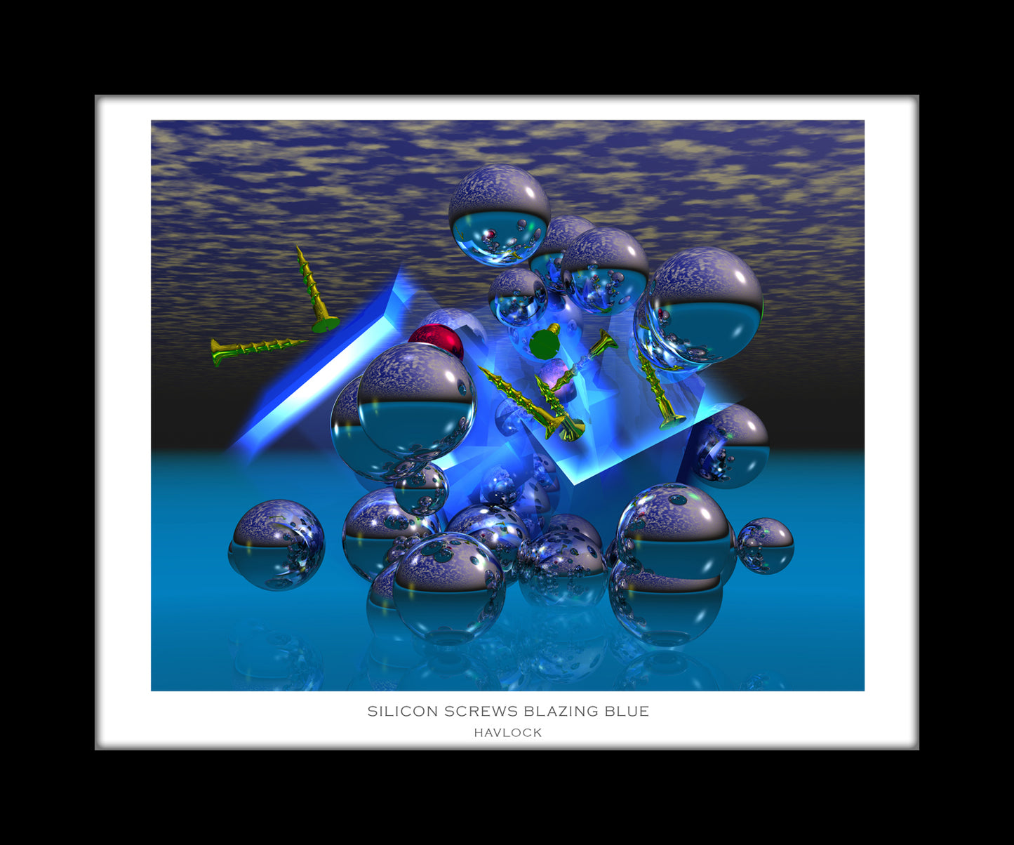 Silicon Screws Blazing Blue ~ Liquid Geometry - 8x10 Print in Collector's Sleeve