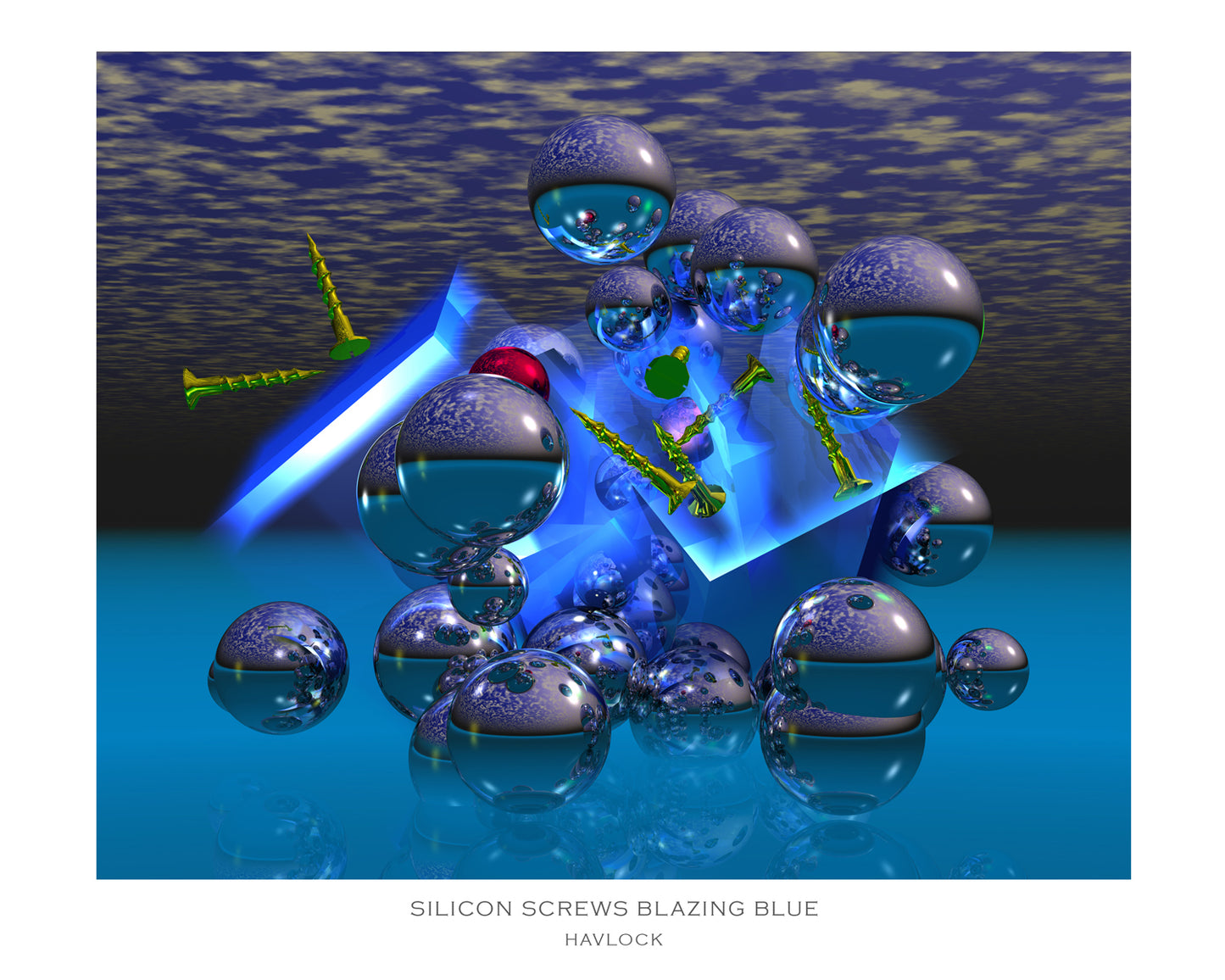 Silicon Screws Blazing Blue ~ Liquid Geometry - 8x10 Print in Collector's Sleeve