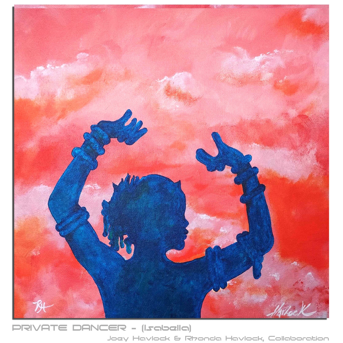 PRIVATE DANCERS (Isabella & Elizabeth) - Diptych Set - 12x12 each Original Painting - Joey Havlock & Rhonda Havlock Collaboration