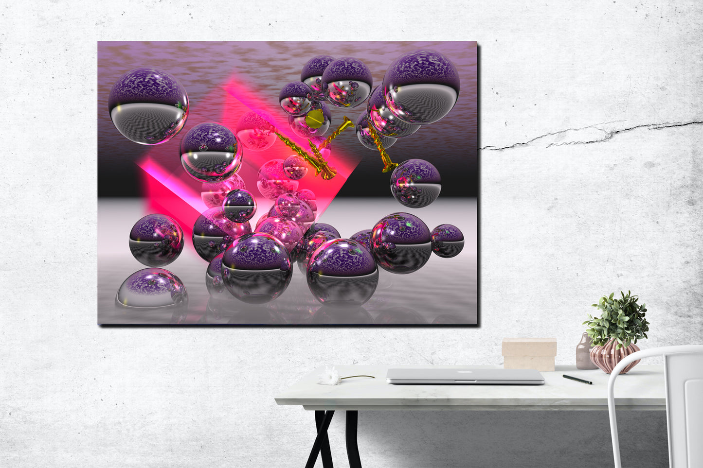 LIQUID PINK PARALLAX - Liquid Geometry- Metal Limited Edition 18" x 24"