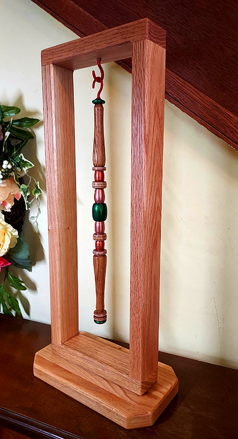 EMERALD ROSE VINE - 15" Oak Wood, Lathe Turned & Hand Painted Ornament
