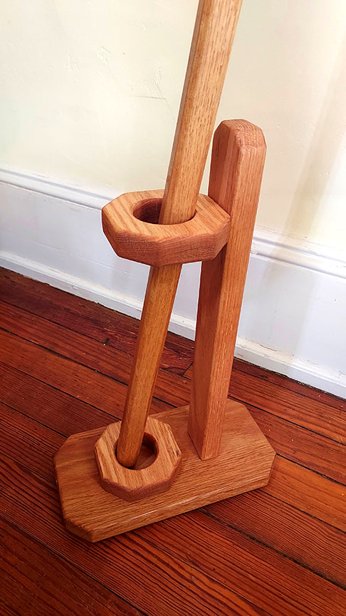Walking Stick - ARES - 61" Red Oak - Red Crocodile grip, with custom Display Stand