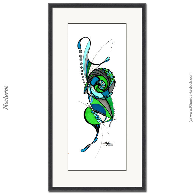 NOCTURNE - Original Drawing - Abstract Geometry by Rhonda Havlock