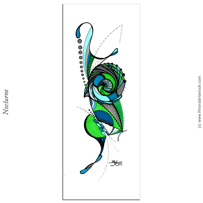NOCTURNE - Original Drawing - Abstract Geometry by Rhonda Havlock