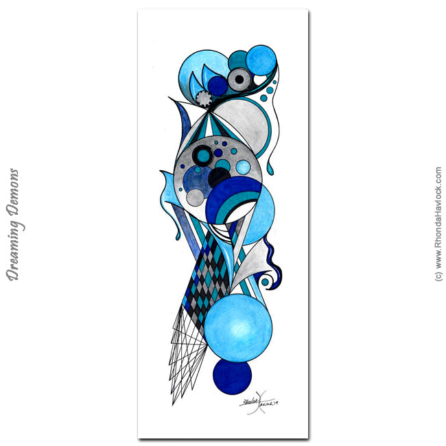 DREAMING DEMONS - Original Drawing - Abstract Geometry by Rhonda Havlock