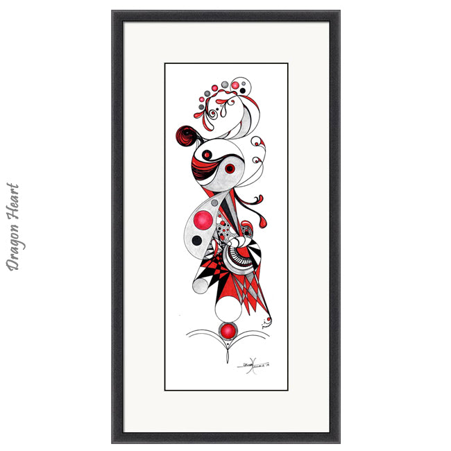 DRAGON HEART - Original Drawing - Abstract Geometry by Rhonda Havlock