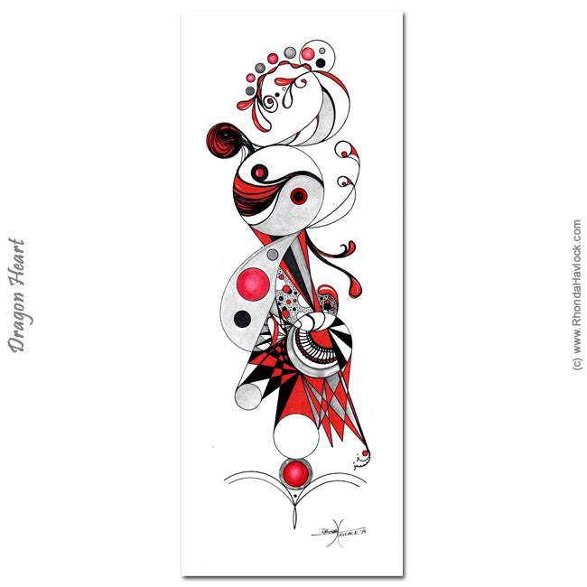 DRAGON HEART - Original Drawing - Abstract Geometry by Rhonda Havlock
