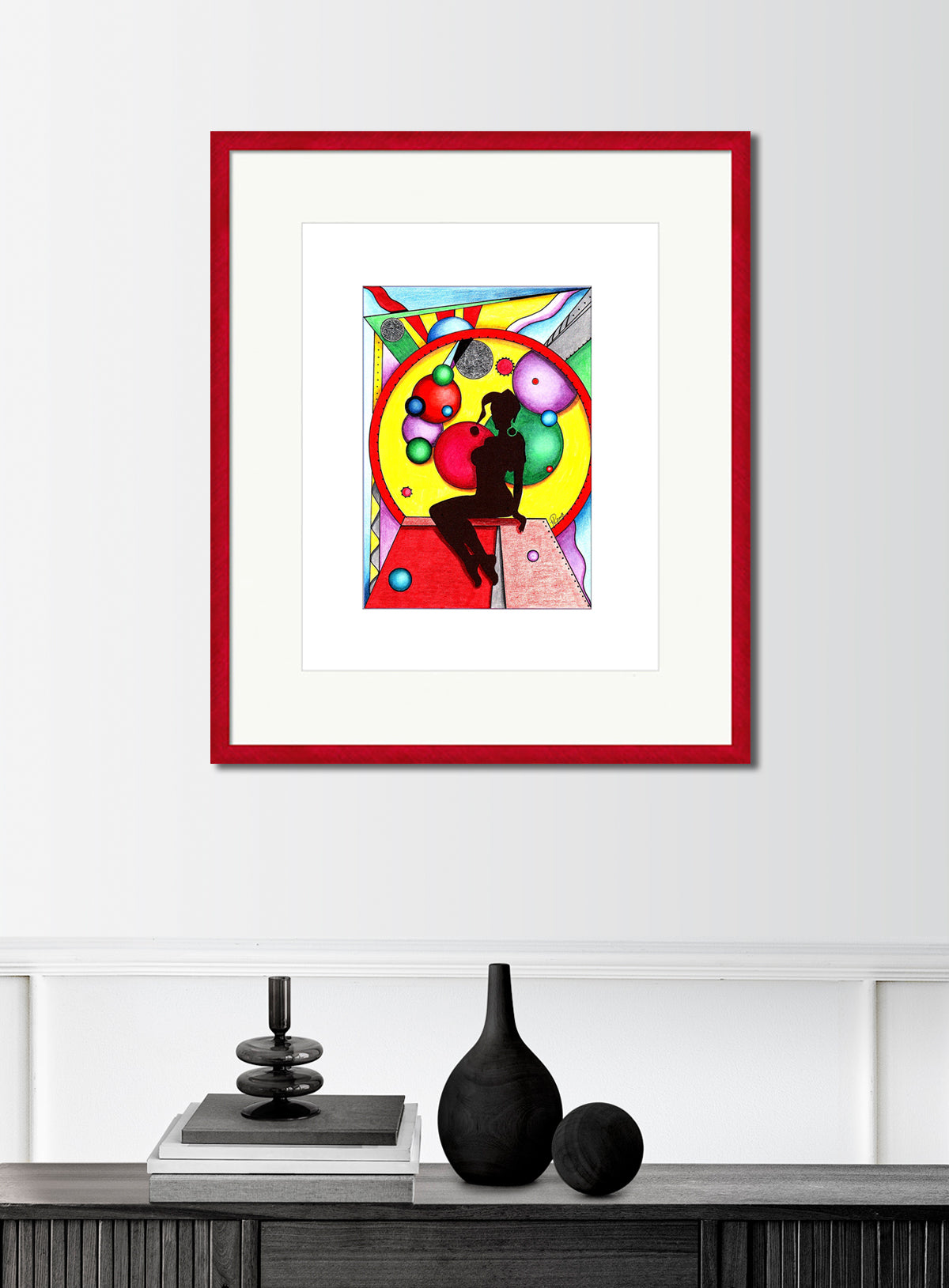 HAPPY JACK - Original Drawing - Abstract Geometry Silhouette by Rhonda Havlock