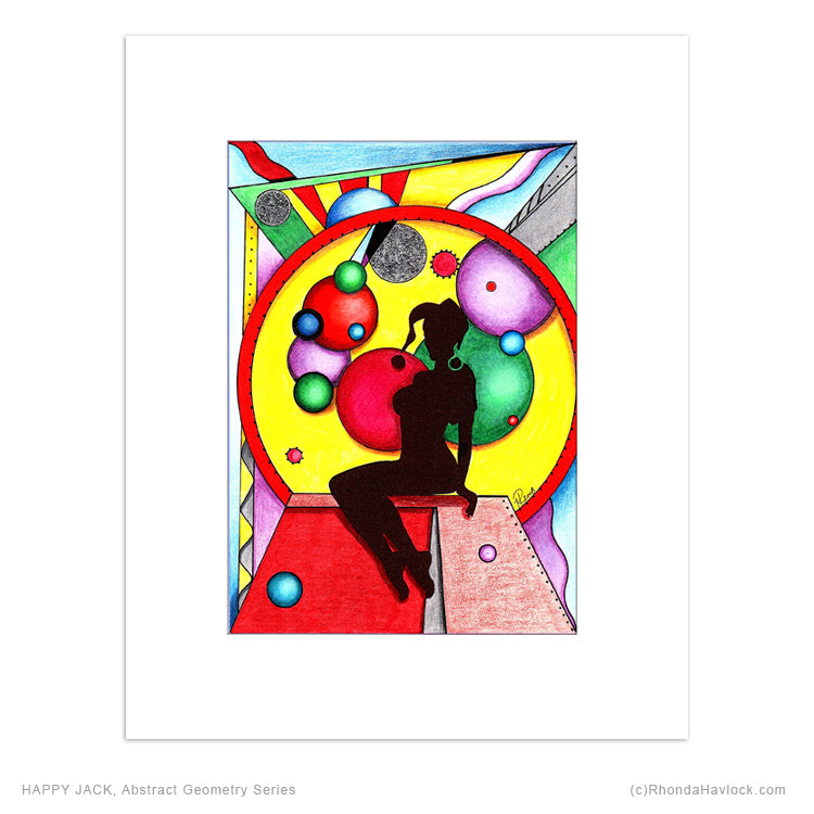 HAPPY JACK - Original Drawing - Abstract Geometry Silhouette by Rhonda Havlock