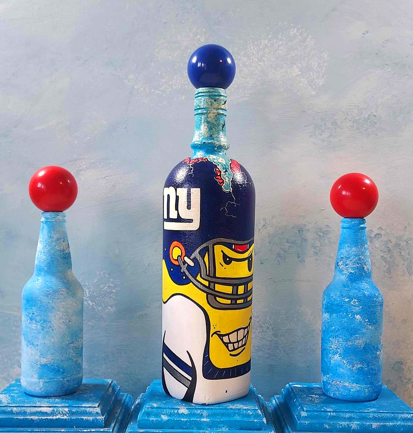 Popademic - SKULLCRACKER - DON POPLEONE (New York Giants) - Original Painted Bottle - Joey & Rhonda Havlock