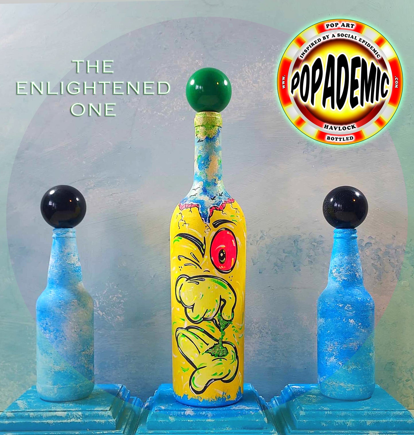 Popademic - THE ENLIGHTENED ONE - Original Painted Bottle - Joey & Rhonda Havlock