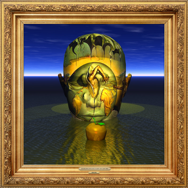 GOLDEN APPLE WATCHING THE BIRTH OF A NEW MIND - Master Minds - Metal Print, Limited Edition 12" x 12" - HAVLOCK