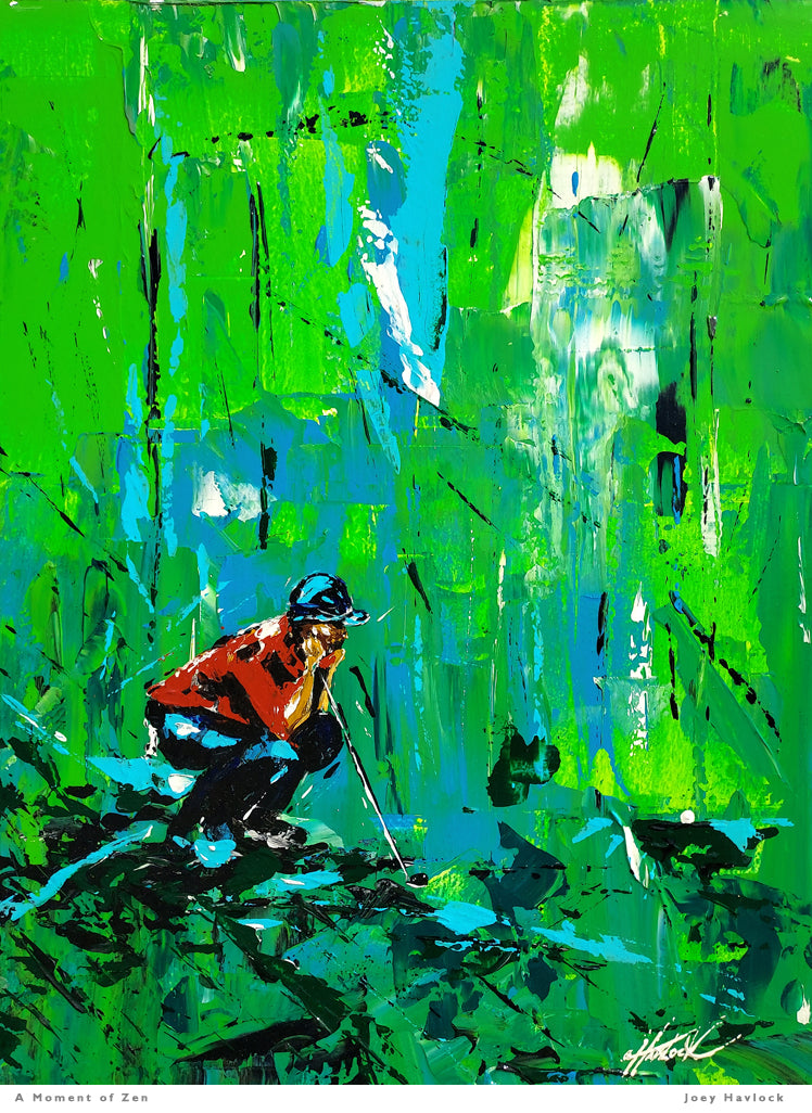 A MOMENT OF ZEN - Original Painting - SWINGERS - Impressionist Golf Series by Joey Havlock
