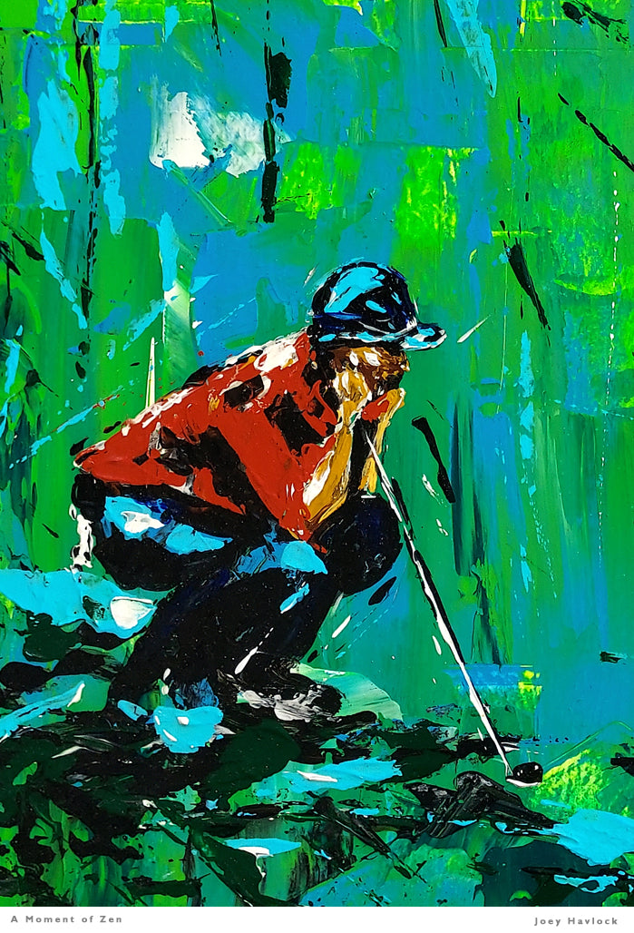 A MOMENT OF ZEN - Original Painting - SWINGERS - Impressionist Golf Series by Joey Havlock