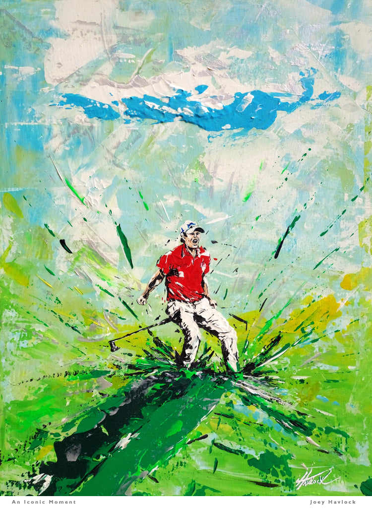 AN ICONIC MOMENT - Original Painting - SWINGERS - Impressionist Golf Series by Joey Havlock