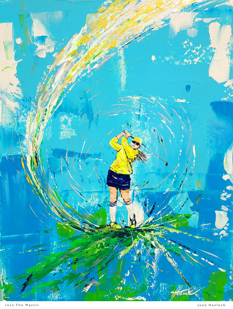 INTO THE MYSTIC - Original Painting - SWINGERS - Impressionist Golf Series by Joey Havlock