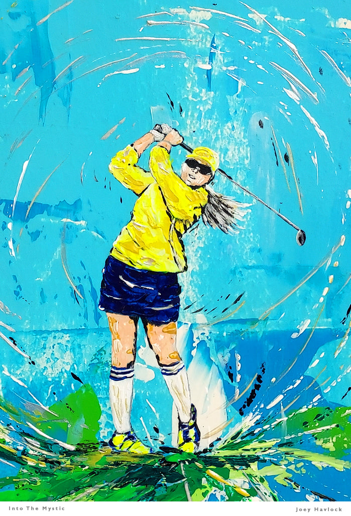 INTO THE MYSTIC - Original Painting - SWINGERS - Impressionist Golf Series by Joey Havlock