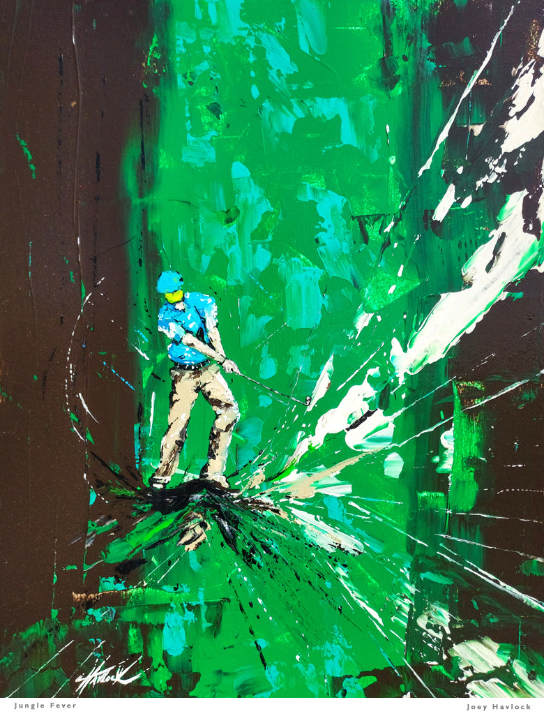 JUNGLE FEVER - Original Painting - SWINGERS - Impressionist Golf Series by Joey Havlock