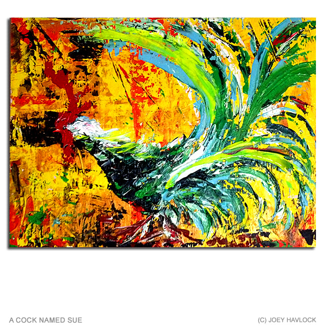 A Cock Named Sue - Oil on Board - Rooster Painting Framed - Joey Havlock