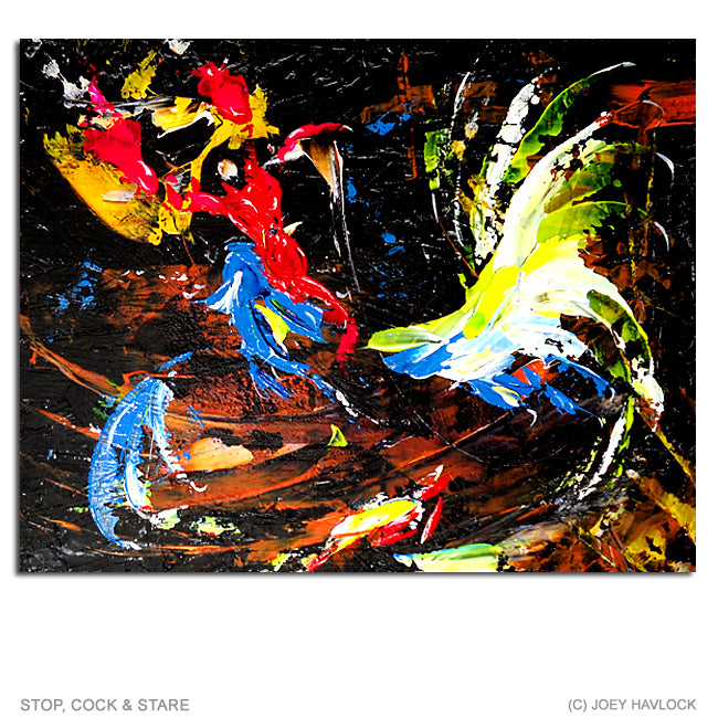 Stop, Cock & Stare - Oil on Board