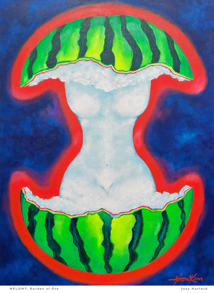 MELONY - Metal Print, Limited Edition 9" x 12" - GARDEN OF EVE - Surrealism by Joey Havlock