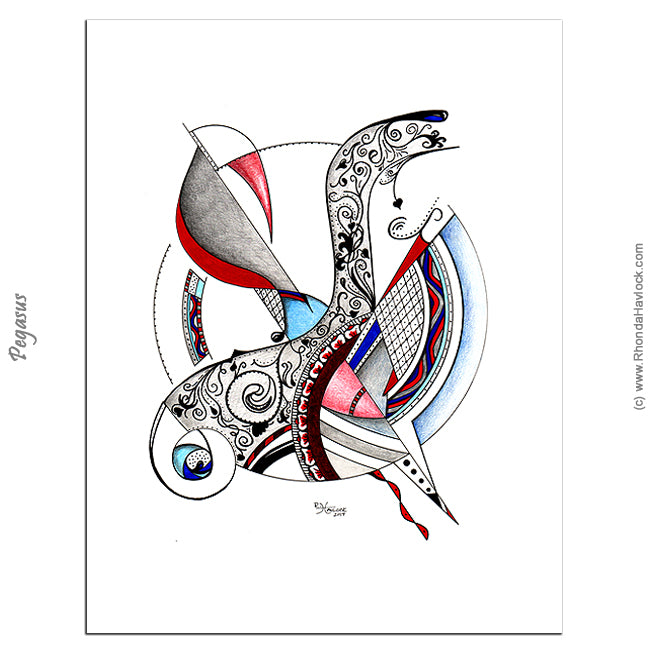 PEGASUS - Original Drawing - Abstract Geometry by Rhonda Havlock