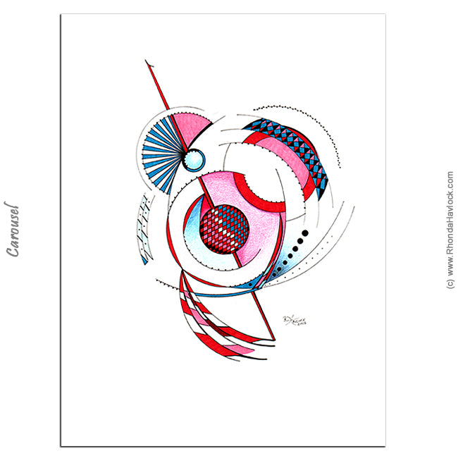CAROUSEL - Original Drawing - Abstract Geometry by Rhonda Havlock
