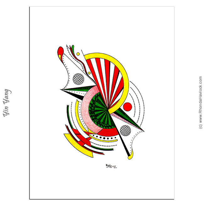 YIN YANG - Original Drawing - Abstract Geometry by Rhonda Havlock