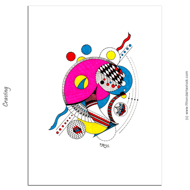 CRAVING - Original Drawing - Abstract Geometry by Rhonda Havlock